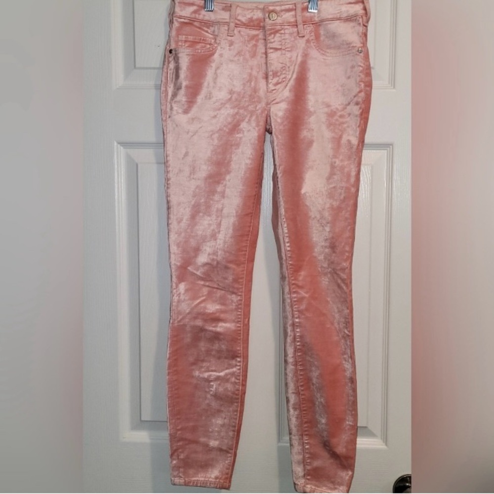 NWOT Pilcro Velvet Serif Mid-Rise Pink Velour Skinny Jeans Sz 27 28 - Picture 15 of 15